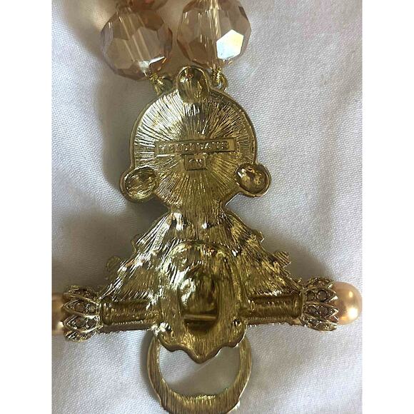 Heidi Daus "Lion Doorknocker" Crystal & Simulated Pearl Beaded Necklace-Topaz - Picture 5 of 5